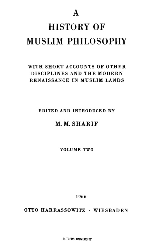 Cover of A History of Muslim Philosophy — Volume 2